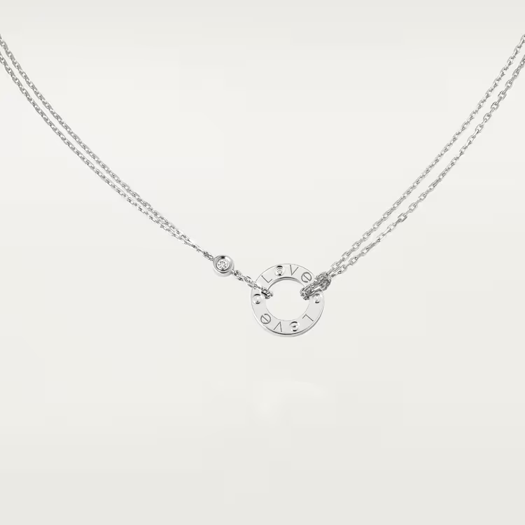 Cartier Love Hot 18k White Gold Chain Circle Unisex Strand Necklace B7219400
