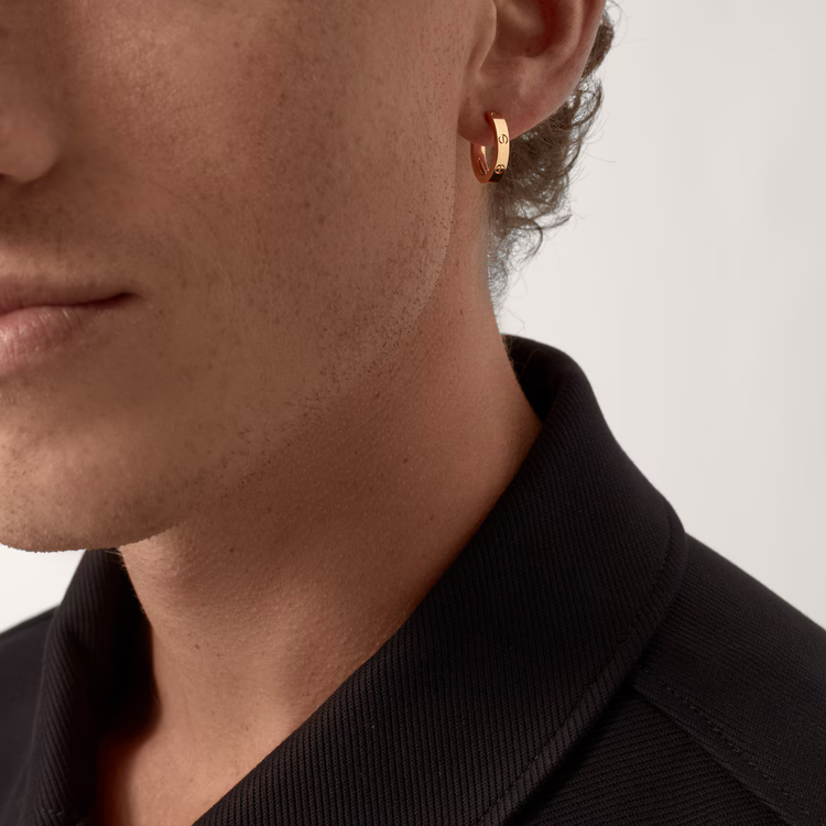 까르띠에 러브 패션 18k 로즈 골드 탈착식 남녀공용 후프 귀걸이 B8301498