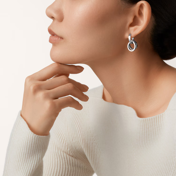 Cartier Love Fashion 18k White Gold Removable Unisex Hoop Earrings B8301500