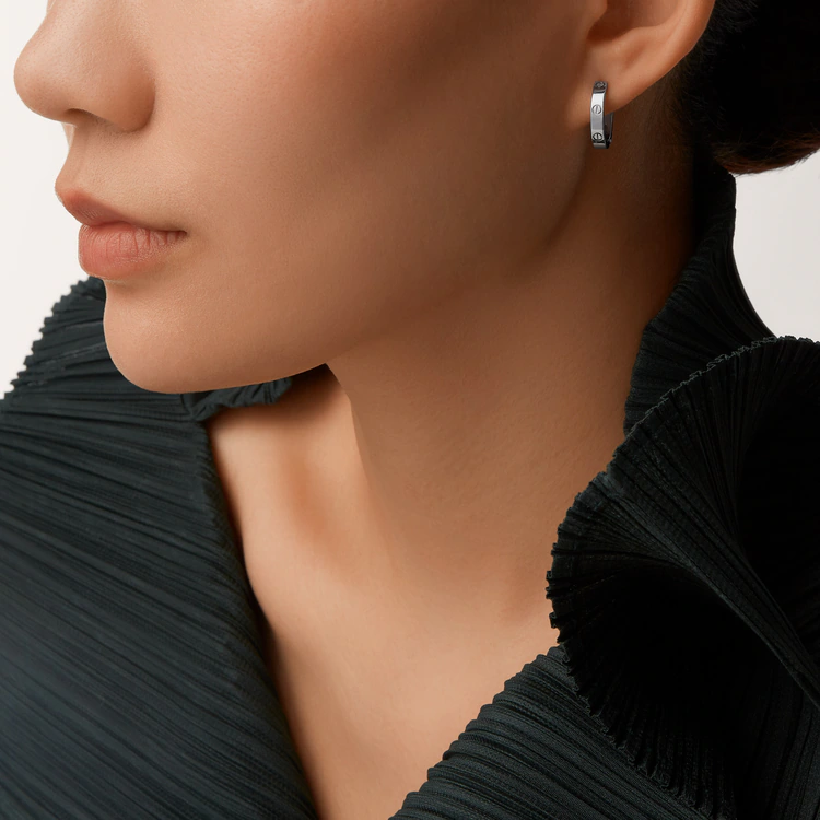 Cartier Love Fashion 18k White Gold Removable Unisex Hoop Earrings B8301500