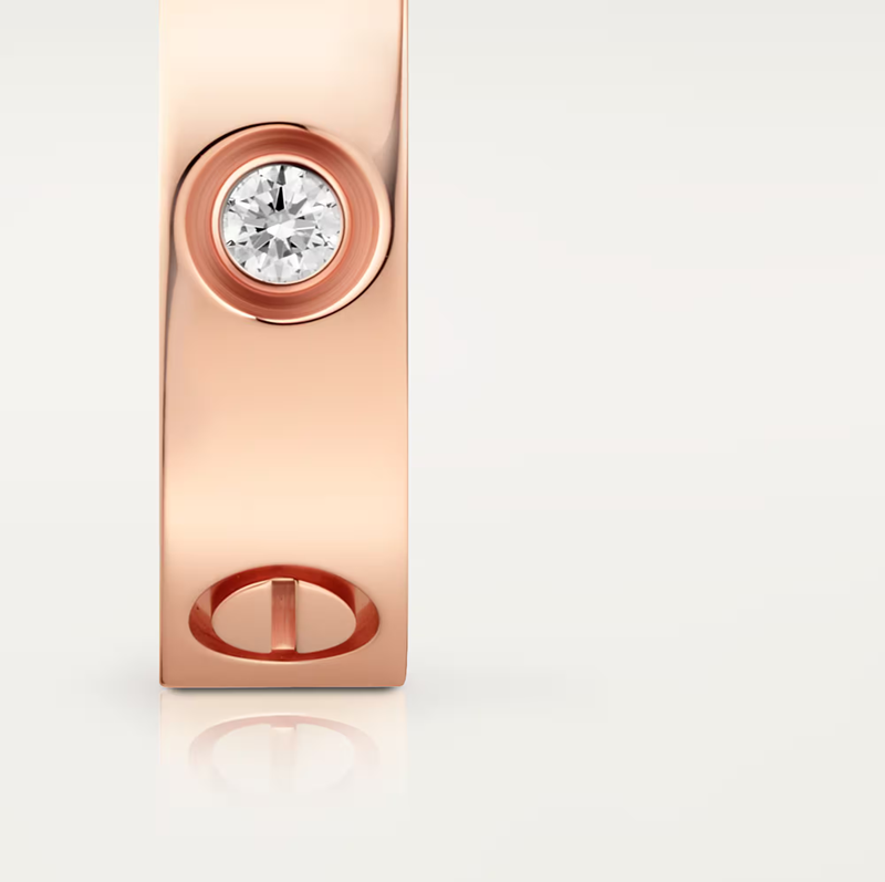 Cartier Love Luxury Rose Gold 3 Berlian Cincin Band Perkahwinan B4087500