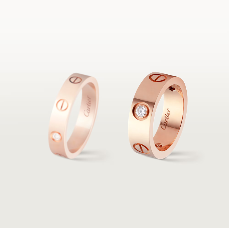 Cartier Love Luxury Rose Gold 3 Berlian Cincin Band Perkahwinan B4087500