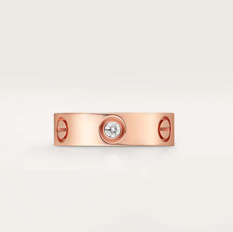 Cartier Love Luxury Rose Gold 3 Berlian Cincin Band Perkahwinan B4087500
