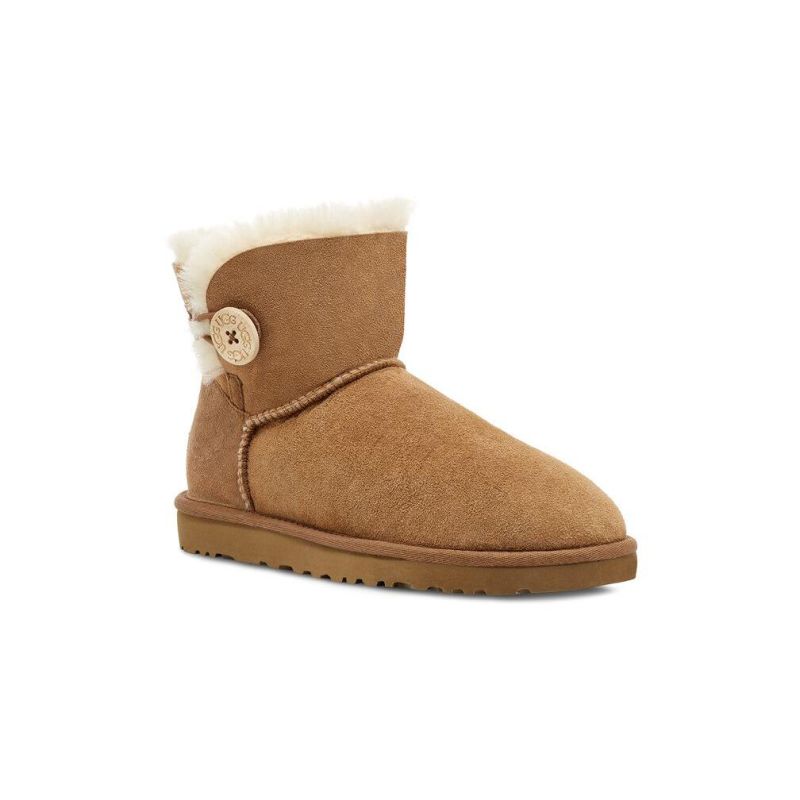 UGG Bailey Button II Mini Chestnut Sheepskin Women Snow Boots 1016422(3352)