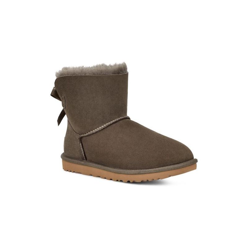 UGG Bailey Bow II Mini Slate Sheepskin Women Snow Boots 1016501(5062)