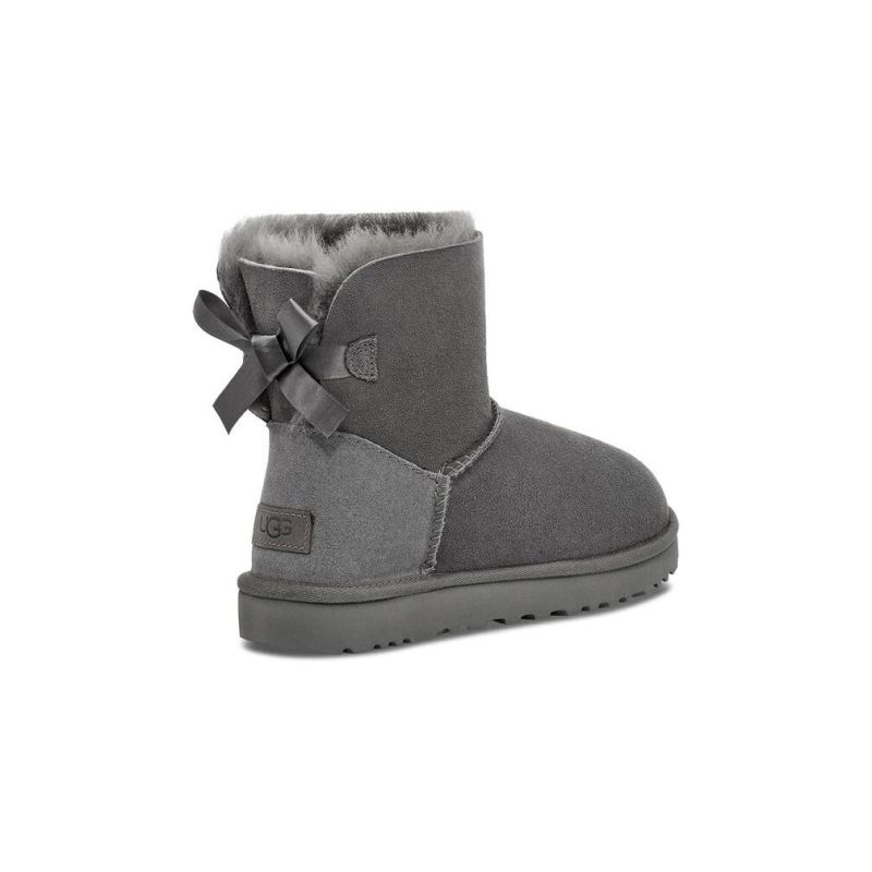 UGG Bailey Bow II Mini Grey Sheepskin Women Snow Boots 1016501(5062)