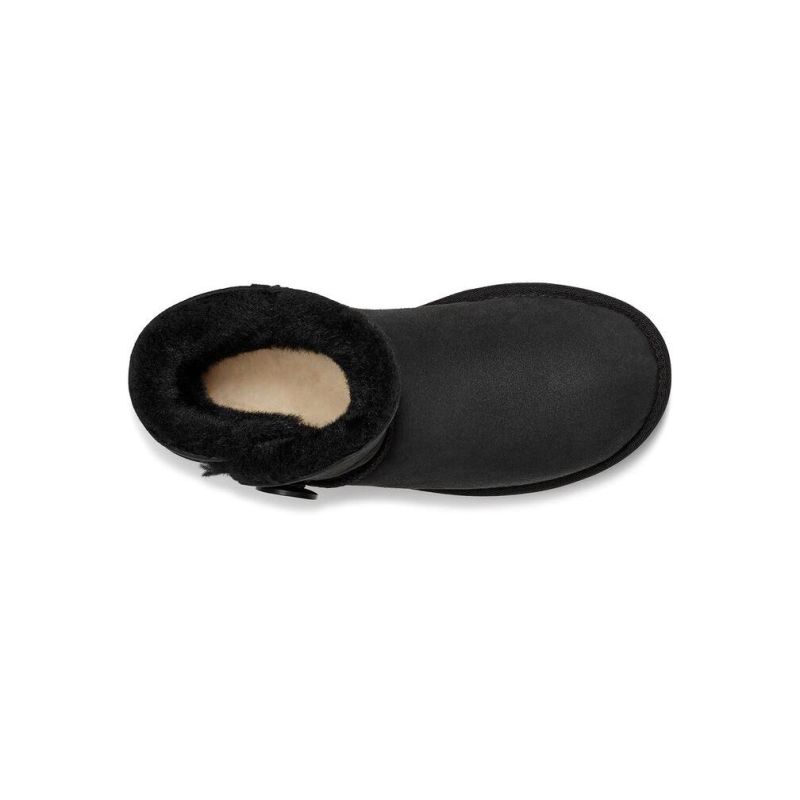 UGG Bailey Button II Mini Black Sheepskin Women Snow Boots 1016422(3352)