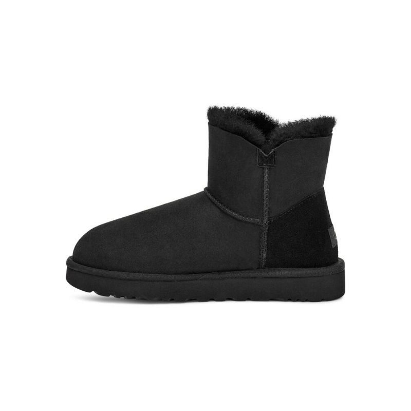 UGG Bailey Button II Mini Black Sheepskin Women Snow Boots 1016422(3352)