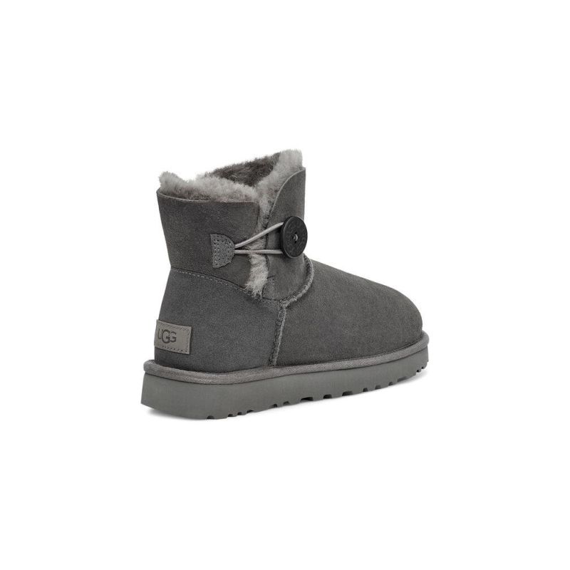 UGG Bailey Button II Mini Grey Sheepskin Women Snow Boots 1016422(3352)