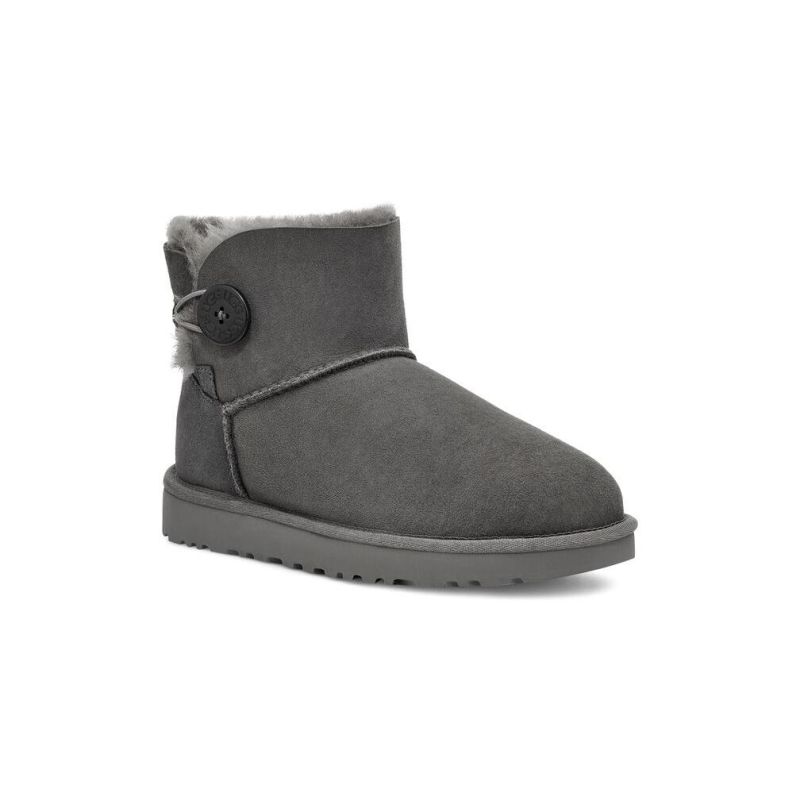 UGG Bailey Button II Mini Grey Sheepskin Women Snow Boots 1016422(3352)