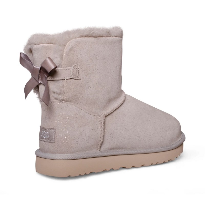 UGG Bailey Bow II Mini Pink Gray Sheepskin Women Snow Boots 1016501(5062)