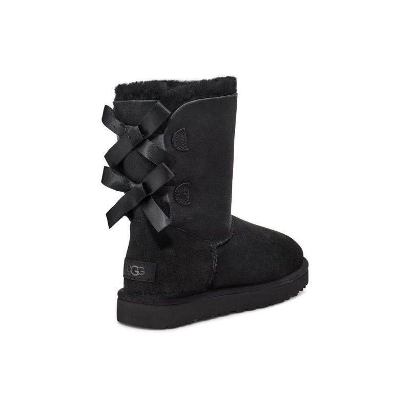 UGG Bailey Bow II Black Sheepskin Women Snow Boots 1016225(2954)