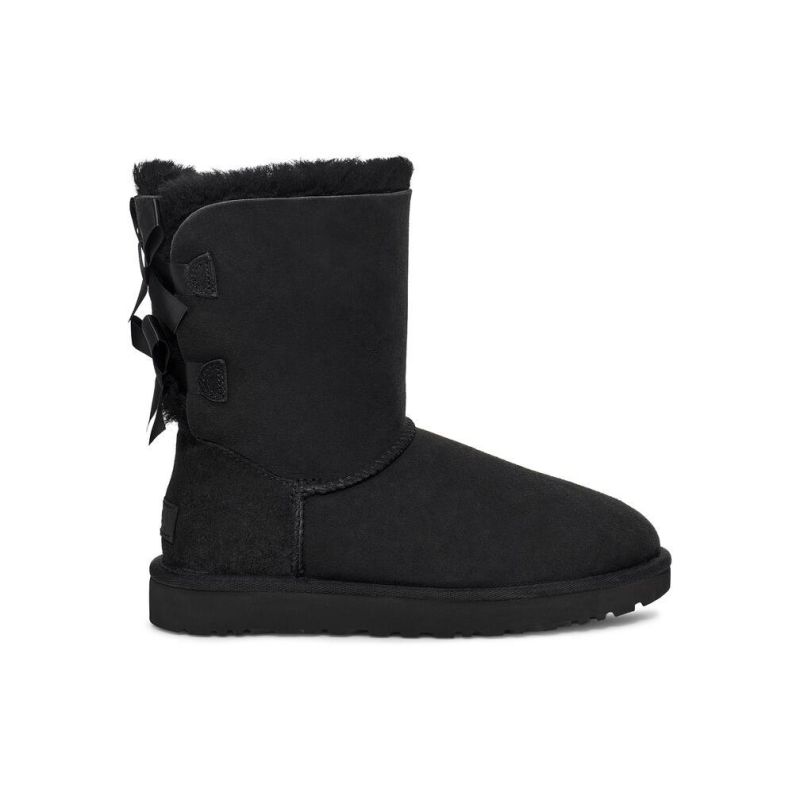 UGG Bailey Bow II Black Sheepskin Women Snow Boots 1016225(2954)