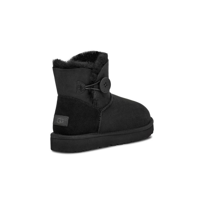 UGG Bailey Button II Mini Black Sheepskin Women Snow Boots 1016422(3352)