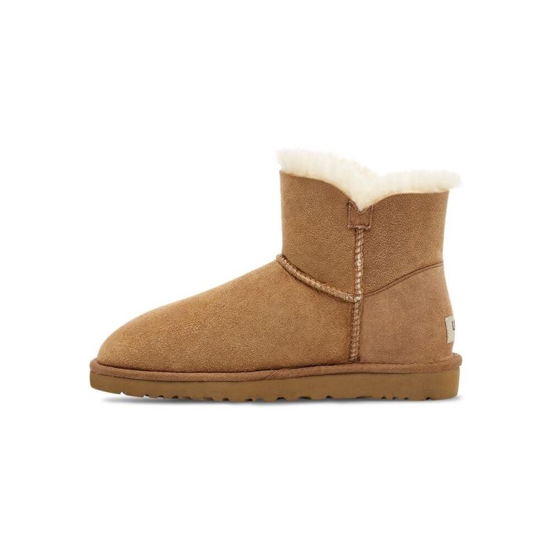 UGG Bailey Button II Mini Chestnut Sheepskin Women Snow Boots 1016422(3352)