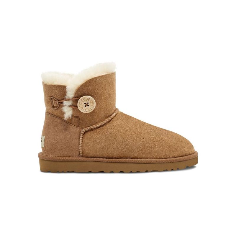 UGG Bailey Button II Mini Chestnut Sheepskin Women Snow Boots 1016422(3352)