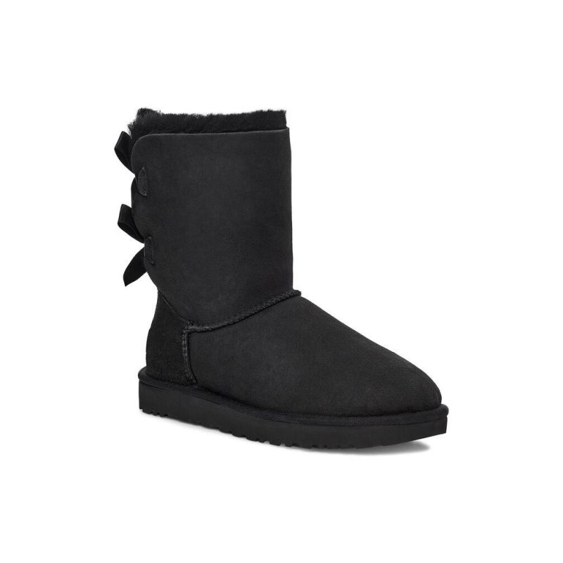 UGG Bailey Bow II Black Sheepskin Women Snow Boots 1016225(2954)