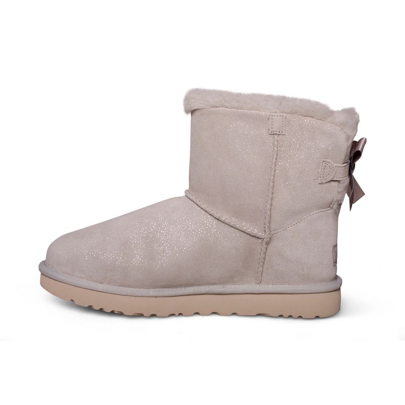 UGG Bailey Bow II Mini Pink Gray Sheepskin Women Snow Boots 1016501(5062)