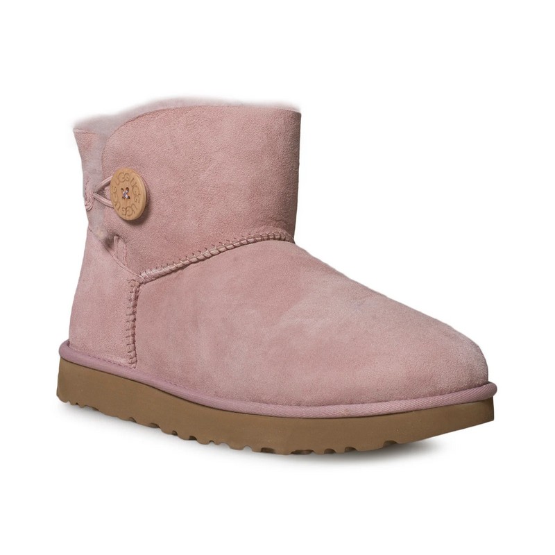 UGG Bailey Button II Mini Pink Crystal Sheepskin Women Snow Boots 1016422(3352)