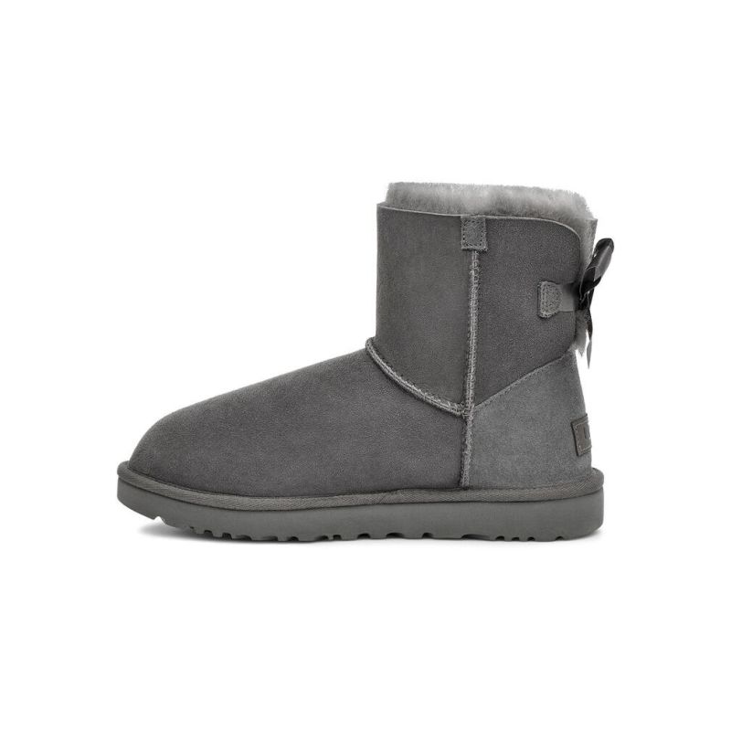 UGG Bailey Bow II Mini Grey Sheepskin Women Snow Boots 1016501(5062)