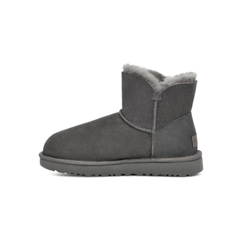 UGG Bailey Button II Mini Grey Sheepskin Women Snow Boots 1016422(3352)