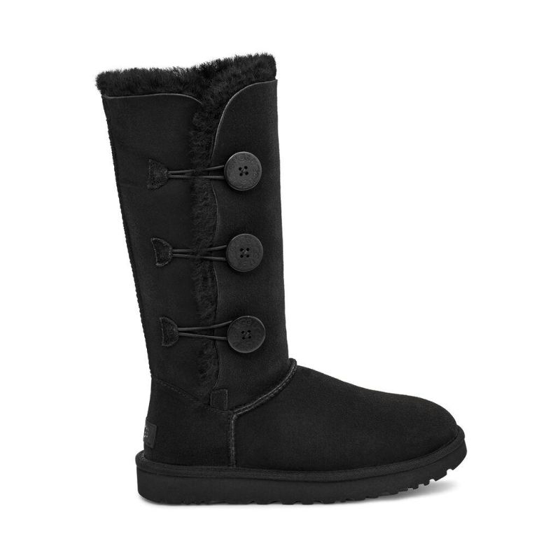 UGG Bailey Button Triplet II Black Sheepskin Upper Treadlite Outsole Women Tall Boots 1016227