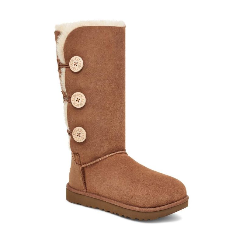 UGG Bailey Button Triplet II Chestnut Sheepskin Upper Treadlite Outsole Women Tall Boots 1016227