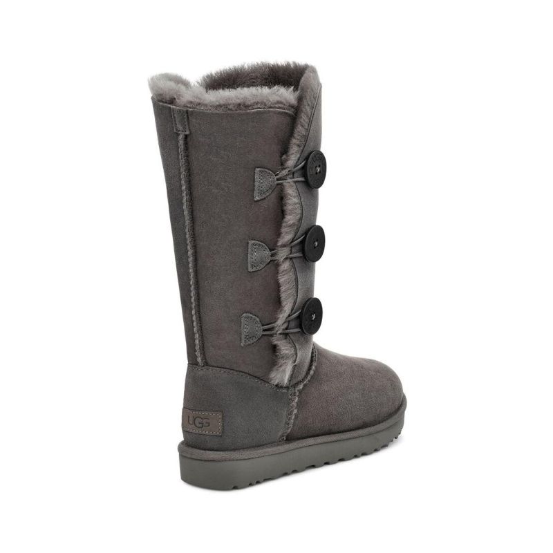 UGG Bailey Button Triplet II Grey Sheepskin Upper Treadlite Outsole Women Tall Boots 1016227
