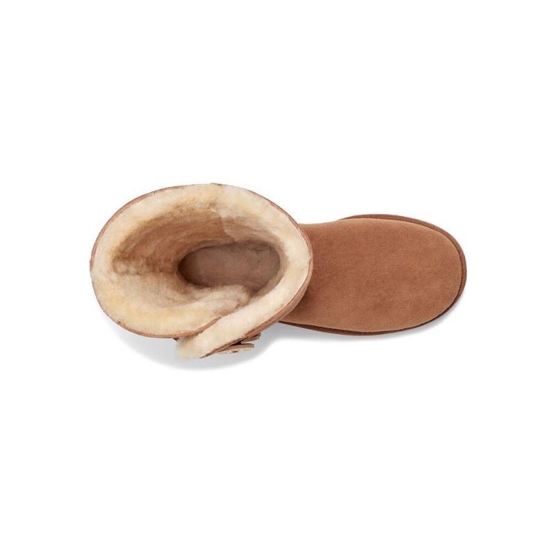 UGG Bailey Button Triplet II 栗色羊皮鞋面 Treadlite 外底女款高筒靴 1016227