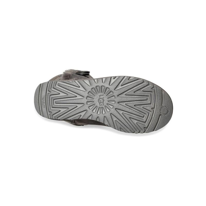 UGG Bailey Button Triplet II Grey Sheepskin Upper Treadlite Outsole Women Tall Boots 1016227