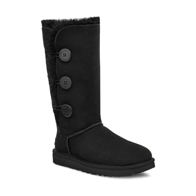 UGG Bailey Button Triplet II Black Sheepskin Upper Treadlite Outsole Women Tall Boots 1016227