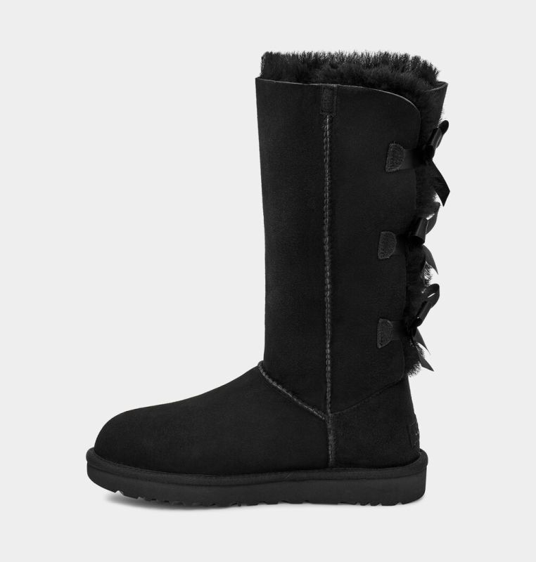 UGG Bailey Bow Tall II Black Sheepskin Upper Treadlite Outsole Women Boots 1016434