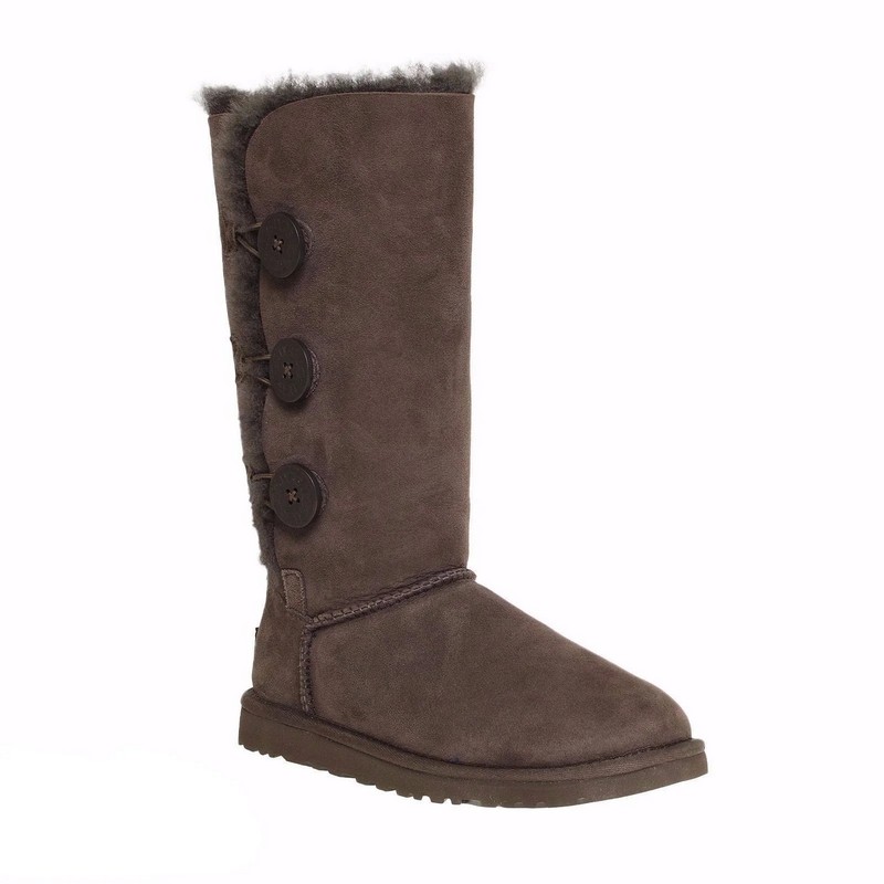 UGG Bailey Button Triplet II Burnt Cedar Sheepskin Upper Treadlite Outsole Women Tall Boots 1016227