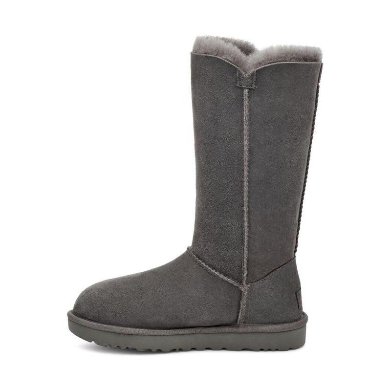 UGG Bailey Button Triplet II Grey Sheepskin Upper Treadlite Outsole Women Tall Boots 1016227