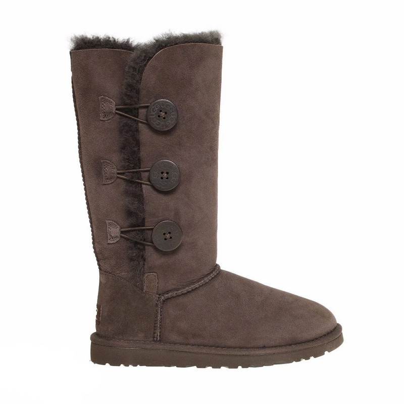 UGG Bailey Button Triplet II Burnt Cedar Sheepskin Upper Treadlite Outsole Women Tall Boots 1016227