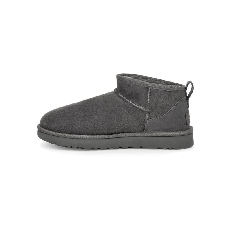 UGG Classic Ultra Mini Grigio Pelle di Pecora Unisex Stivali da Neve Bassi 1116109
