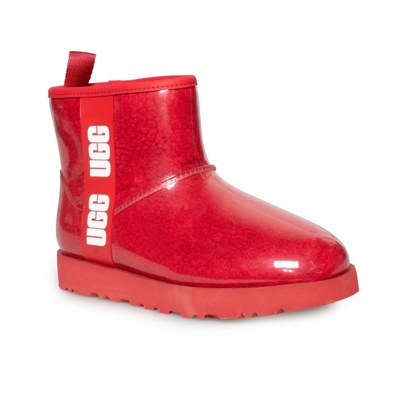 UGG Classic Clear Mini Warm Samba Red Wool Lining TPU Upper Women Snow Boots 1113190