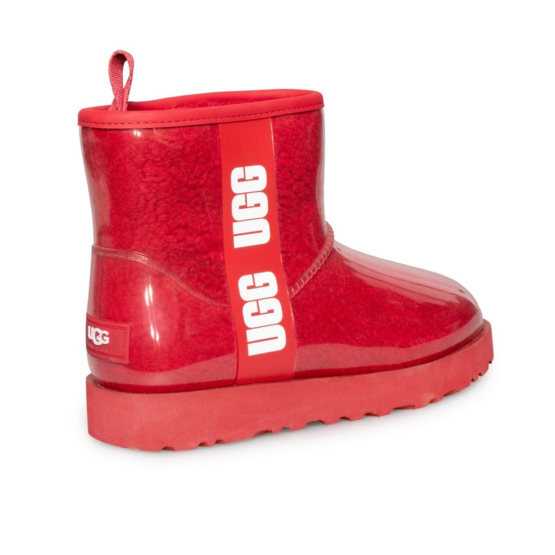 UGG Classic Clear Mini Warm Samba Red Wool Lining TPU Upper Women Snow Boots 1113190