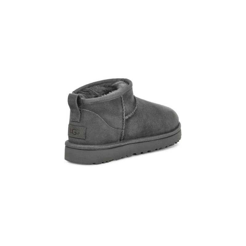 UGG Classic Ultra Mini Grigio Pelle di Pecora Unisex Stivali da Neve Bassi 1116109