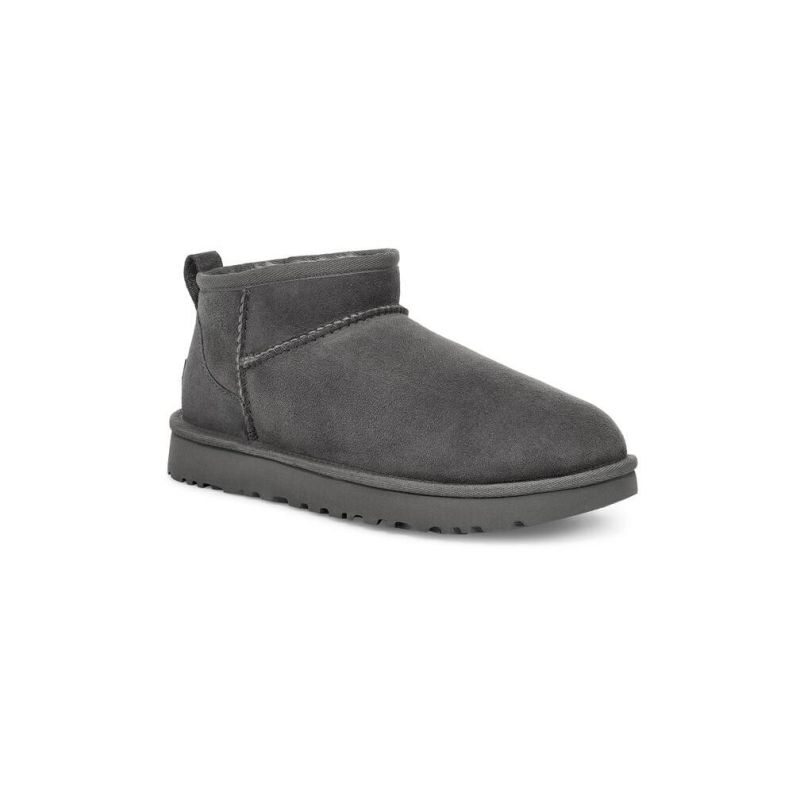 UGG Classic Ultra Mini Grigio Pelle di Pecora Unisex Stivali da Neve Bassi 1116109