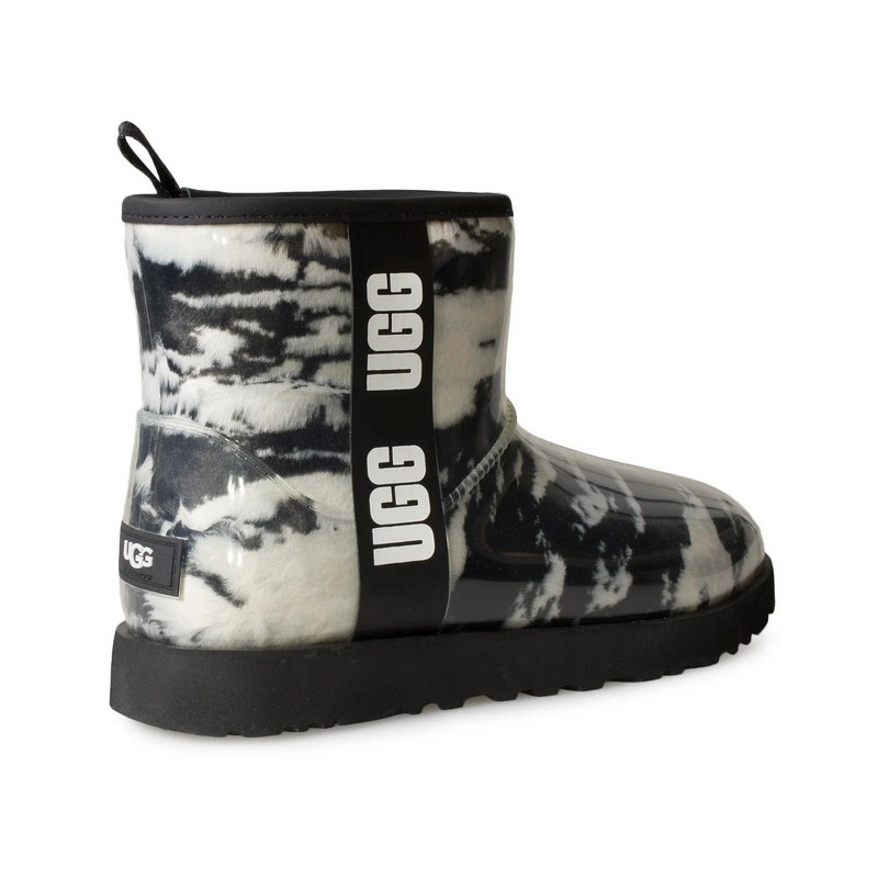 UGG Classic Clear Mini Warm Marble Black Wool Lining TPU Upper Women Snow Boots 1113190