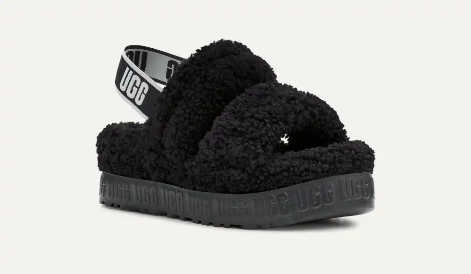 UGG Oh Yeah Fluffita New Black Sheepskin Women's Sliders 1107953