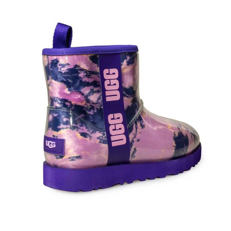 UGG Classic Clear Mini Warm Marble Violet Wool Lining TPU Upper Women Snow Boots 1113190