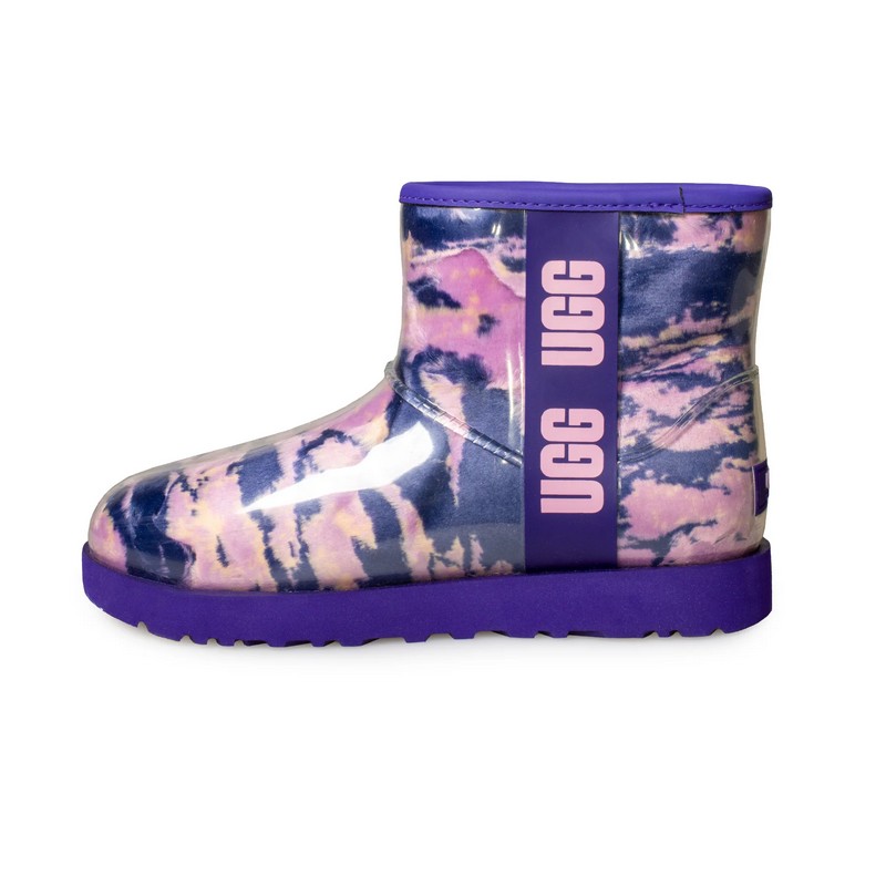 UGG Classic Clear Mini Warm Marble Violet Wool Lining TPU Upper Women Snow Boots 1113190