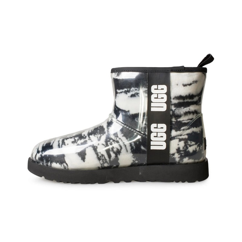 UGG Classic Clear Mini Warm Marble Black Wool Lining TPU Upper Women Snow Boots 1113190