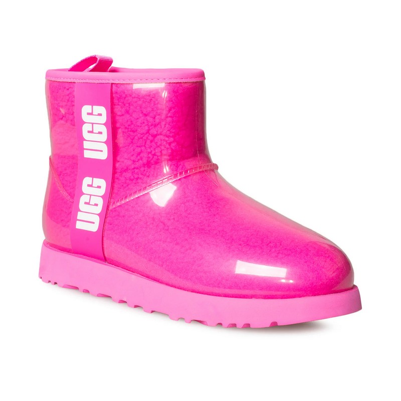 UGG Classic Clear Mini Warm Rock Rose Wool Lining TPU Upper Women Snow Boots 1113190
