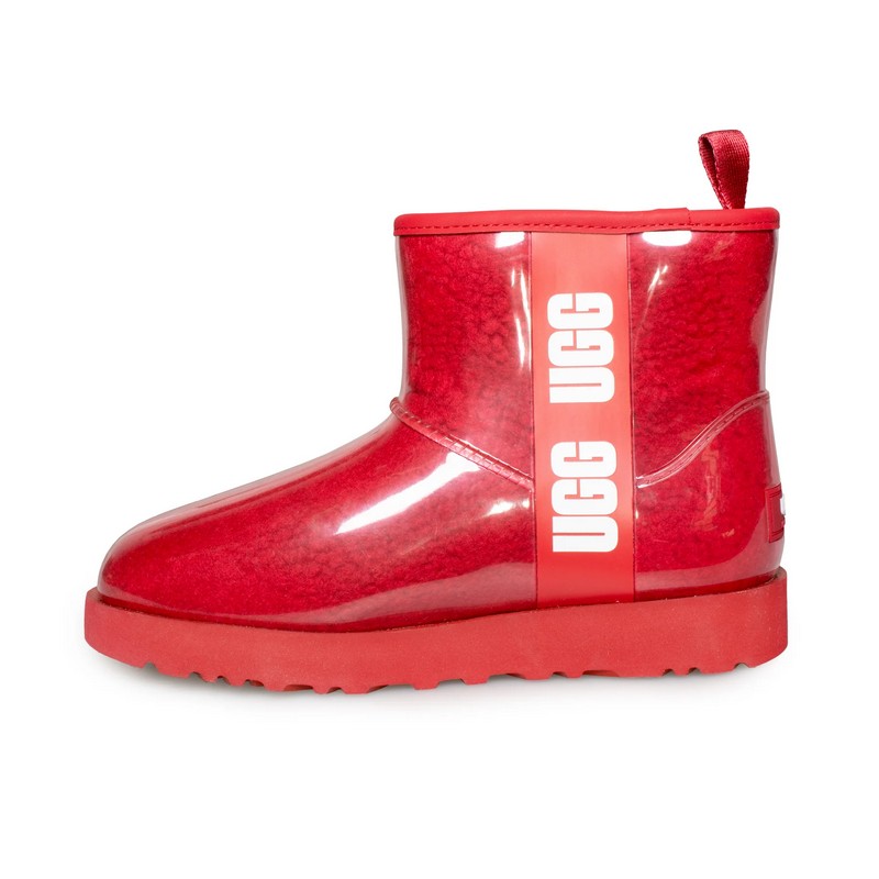 UGG Classic Clear Mini Warm Samba Red Wool Lining TPU Upper Women Snow Boots 1113190
