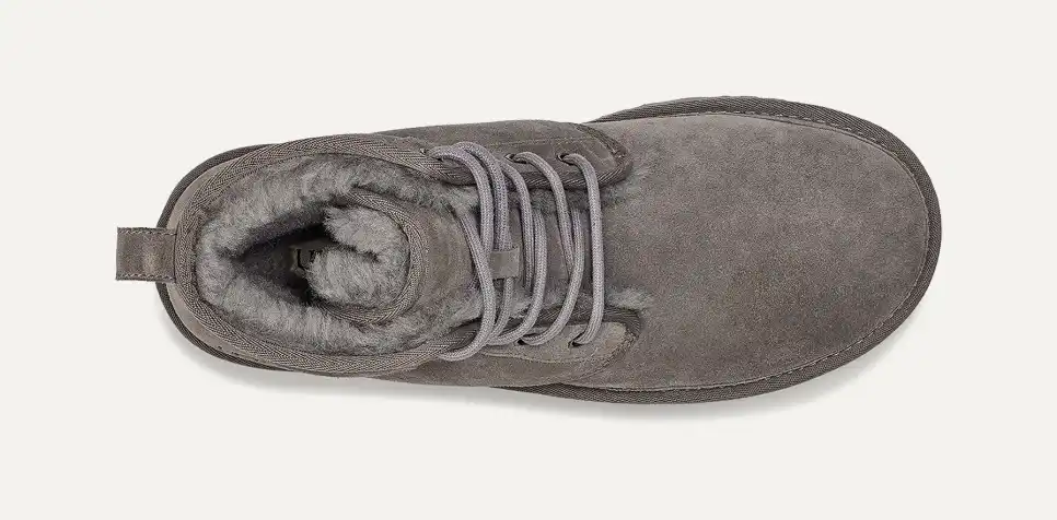 UGG Harkley High Grigio Pelle Scamosciata Fodera in Lana Uomo Chukka Stivali 190108213898