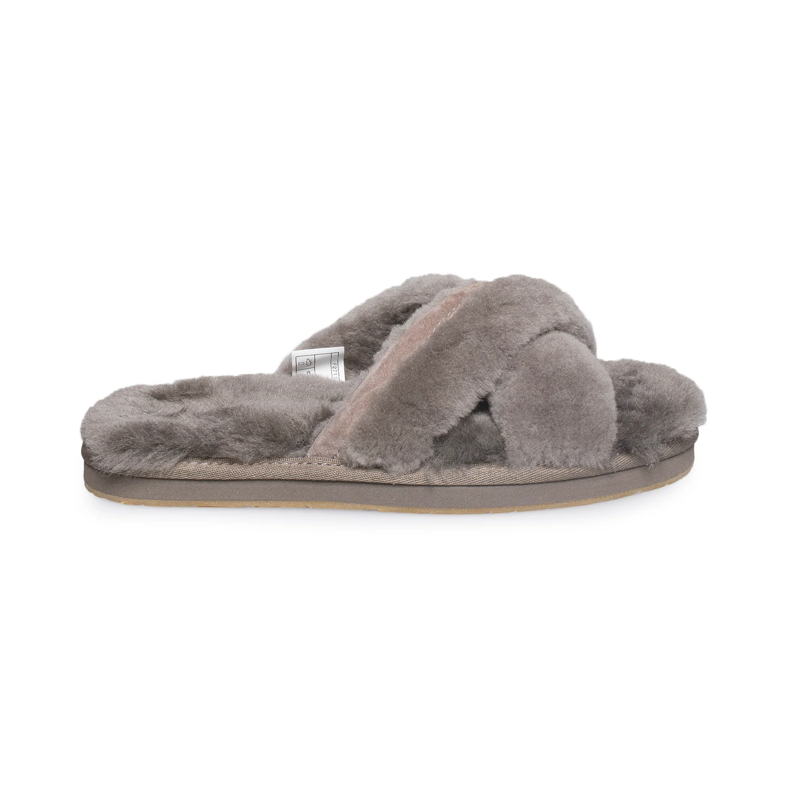 UGG Icons Abela Crisscross Shearling Grey Sheepskin Women's Slippers 1017548