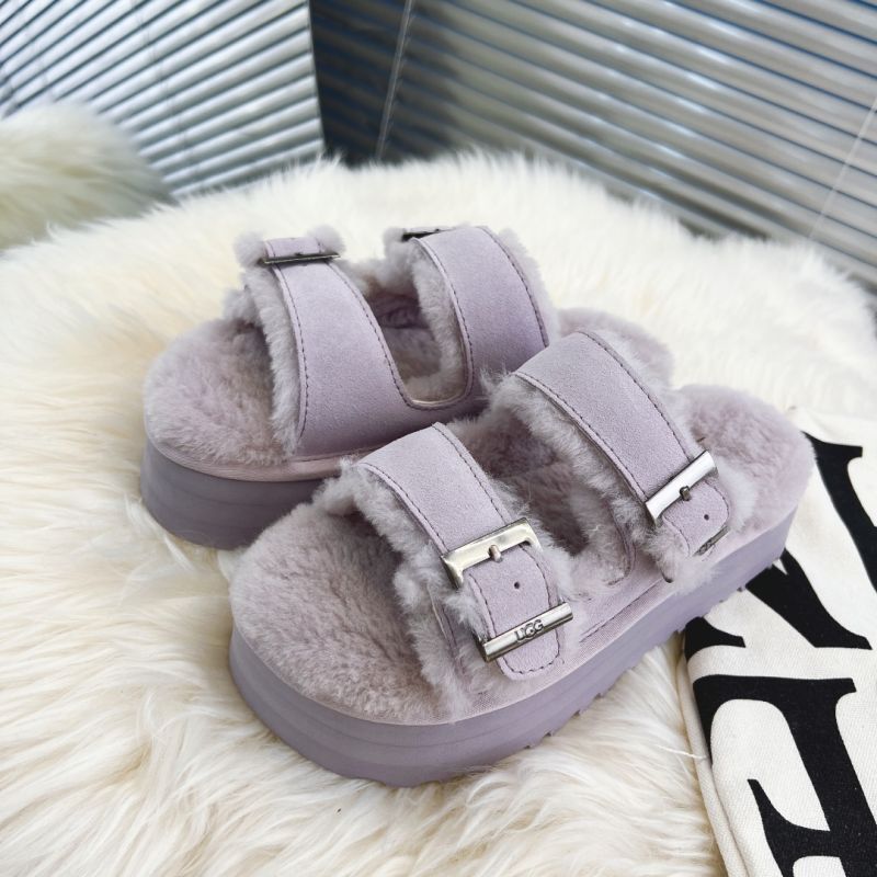 UGG Fluff Two-strap 2022 Purple Suede Women's Slide Sandals